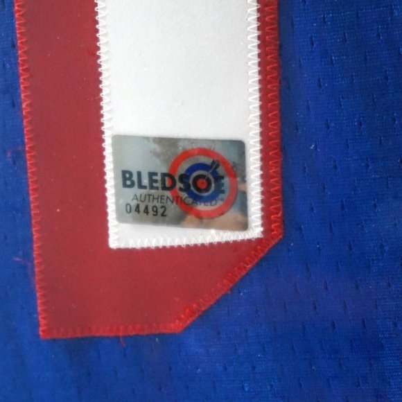 Drew Bledsoe Authentic Signed Navy Blue Pro Style Framed Jersey COA Hologram - Picture 9 of 9